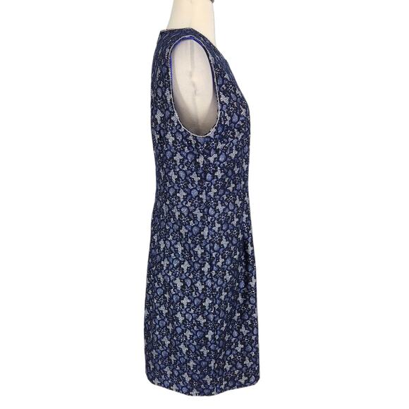 T Tahari Sparkle Cocktail Shift Dress Navy Blue Lace Metallic Silver Size 12 - Picture 5 of 5